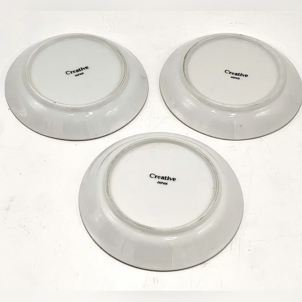 Set of 3 Vintage 🧡 MCM Flower Power Saucers 3.5” Mini Cocktail Dish Plant Lady